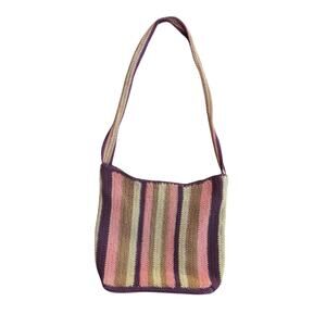 Stone Mountain Striped Crochet Crossbody Bag, Multicolor Knit Y2K Handbag